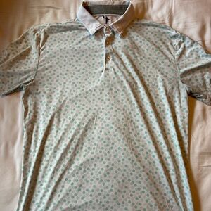 Anderson Ord green polka dot shirt. M